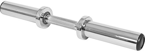 GORILLA SPORTS® Kurzhantelstange - Olympia, Ø 50mm, Einzeln, mit 2 Federverschlüssen, bis 136kg Belastbar, rutschfest, Griff gerändelt, aus Chrom, Silber - Hantelstange, Kurzhantel, Hantelgriffe