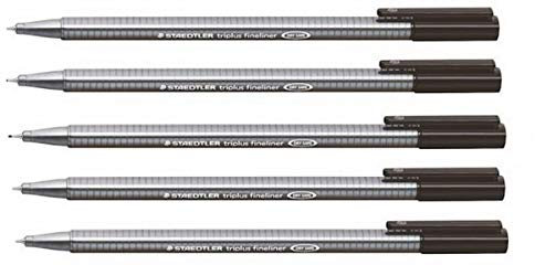 STAEDTLER 334 Triplus Fineliner Superfine Point Pens - 0.3mm - Black Ink (5)