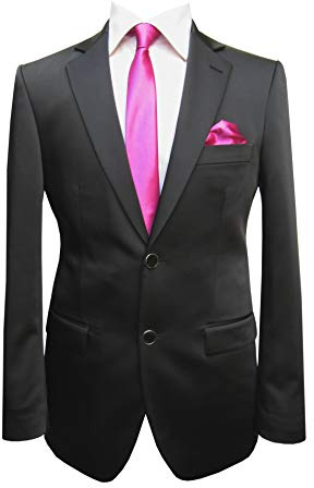 MMUGA Herren Hochzeitsanzug Schwarz Glänzend 114