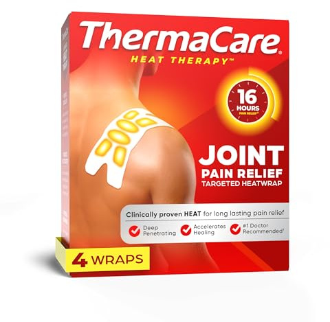 ThermaCare Portable Heating Pads - Adhesive, Disposable HeatWraps for Joint & Muscle Pain Relief - Multi-Purpose, Drug-Free Therapy with Flexible Fit (4-Count)