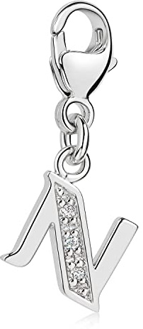Buchstaben Anhänger Silber 925 mit 3 Zirkonia - Alphabet Charms | Initialen Pendel Element für Armbänder und Ketten aus Sterlingsilber mit Steinen von MATERIA by Matthias Wagner