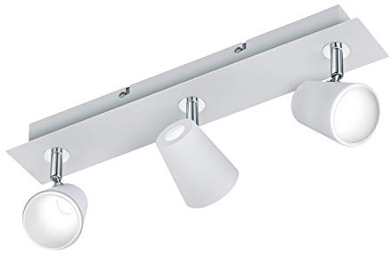Trio Leuchten LED Deckenleuchten Narcos 873110331, Metall weiß matt / Chrom, 3 x 6 Watt, 7.5 x 45.0 x 16.0 cm