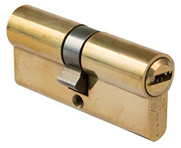 Amig - Cilindro de seguridad - Cerradura para puertas - Bombín de doble embrague -Leva larga - Incluye 5 llaves - Dorado - Medidas: 80 (35-45 mm)