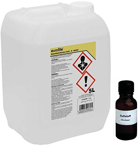 5 L Eurolite B (Basic) Nebelfluid + 30 ml Duftstoff Himbeere, Smoke-Fluid, Nebel-Fluid-Flüssigkeit für Nebelmaschine (5 L Fluid -B- + Duft Himbeere)