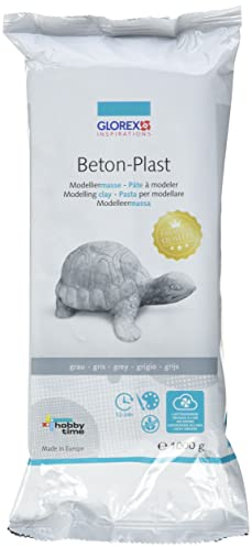 Glorex 6 1780 731 - Beton-Plast, 1000 g in betongrau, lufthärtende Modelliermasse mit Beton-Optik, gebrauchsfertig mit einfacher Handhabung