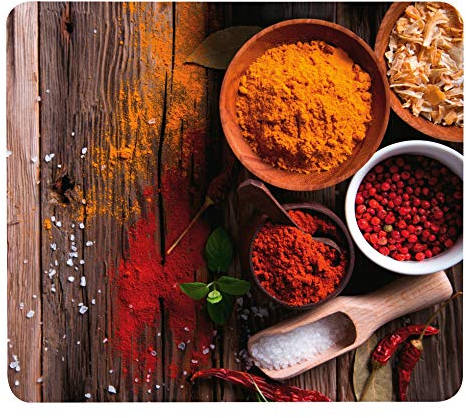 WENKO Herdabdeckplatte groß Mod. Gewürze hochwertige Herdabdeckung für Glaskeramik-Kochfelder aus gehärtetem Glas in Mehrfarbig 56 x 50 cm