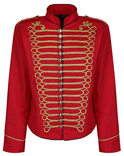 Ro Rox Steampunk Napoleon Military Drummer Parade Jacket - Red & Gold (Men's M)