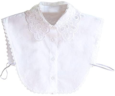 Hocaies Kvinnor krage vintage elegant avtagbar halv skjorta blus bomull krage vit damer blus krage