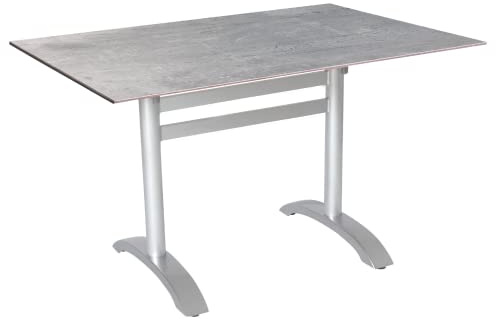 acamp Gartentisch klappbar Acaplan | 120x80 cm Balkon-Tisch wetterfest mit Niveau-Ausgleich & Kippsicherung | Klapptisch in Platin | Robuste, Pflegeleichte HPL-Tischplatte rechteckig