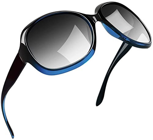 Joopin Übergroße Moderne Sonnenbrille Damen Polarisiert UV400 Klassische Blaue Sonnenbrille Groß für Fahren Reisen und Party (Mode Hellblau)