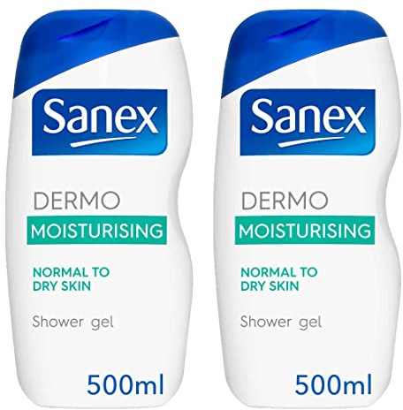 Sanex Dermo Moisturising Shower Gel for Normal to Dry Skin, 500ml (Pack of 2)