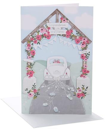 UK Greetings Tarjeta de boda para él/ella/amigo, diseño detallado, 149 mm x 229 mm