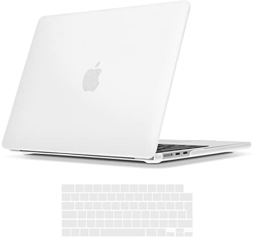 TECOOL Hülle für MacBook Air 13.6 Zoll M3 M2 2024 A3113 u. 2022 A2681, Ultradünne Schutzhülle Hartschale Case u. EU QWERTZ Tastaturschutz, Durchscheinend