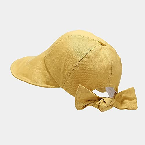 Baseball Cap Damen Basecap Kappe Herren Unisex Mütze Hut Baseballkappe Elegante Mit Breiter Krempe Für Frauen Strandschutz-Gesichtskappen Braune Sommer-Anti-Uv- Mit Bowknot 56-60Cm Y