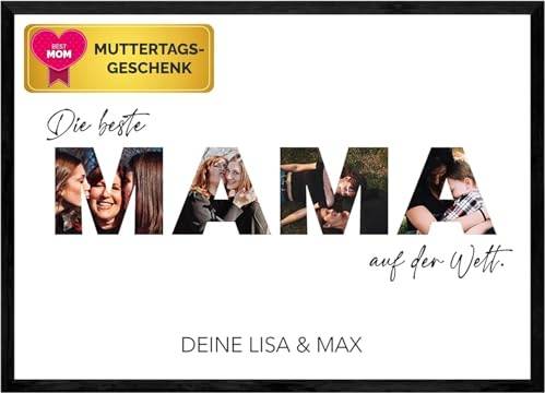 GiveSmiles Geschenkideen für Frauen – Mama Geschenk – Geburtstagsgeschenk | Personalisierte Geschenke Foto Collage Perfekt als Muttertagsgeschenk – Geschenk für Mama mit 4 eigenen Bildern