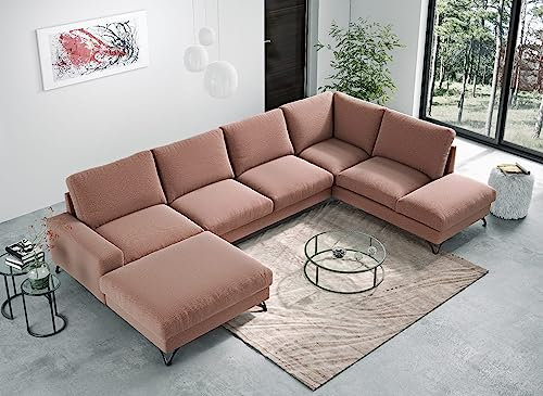 Design Möbel Ecksofa mit Schlaffunktion Eckcouch mit Bettkasten Big Sofa Sofa Schlafcouch Sofa mit schlaffunktion Schlafsessel Gästebett Klappsofa Bettfunktion OLIVIO 3 U TE 06