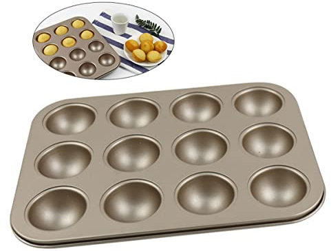 OQHAIR Teglia Antiaderente per Muffin in Miniatura Teglia per Muffin Tonda Cuore da Forno Teglia per Muffin Teglie per Muffin antiaderenti 12 Stampi per Cupcake per teglia, Teglia per muf