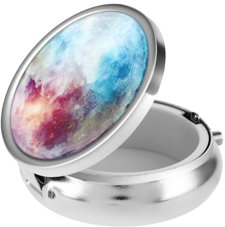 Pillendose Elegantes Kleines Pillenetui Mit Spiegel Tragbarer Reise Pillenbehälterhalter für Die Tasche Dekorative Metallmedizin für Vitamine Fischöl Nahrungsergänzungsmittel