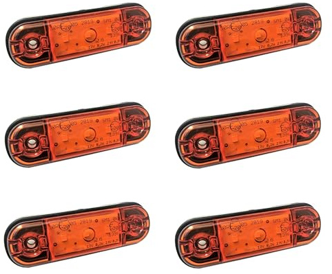 MelTruck 6x LED Umrissleuchte/Seitenleuchte für LKW, PKW Anhänger, Trailer, Wohnwagen – Rot, Weiß oder Gelb – 12V/24V, IP66/68, E20, 83,8×24,2 mm (Gelb)