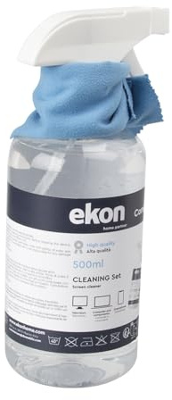 Ekon Bildschirmspray mit Mikrofasertuch, 500ml, Reinigungsset für Monitore, Laptops, Kameras, Camcorder, MacBooks, TVs, Smart TVs, Smartphones, Tablets