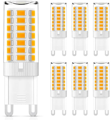 YOUDIAN G9 LED Bulbs,5W Warm White,Equivalent to 40W-50W Halogen,500lm 3000 Kelvin,Energy Saving G9 LED Light Bulbs,Non-dimmable,for Home Lighting Decor 6-Pack