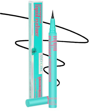 Eyeliner Liquido Impermeabile, Ultra Sottile e a Lunga Durata per 16 Ore, Asciugatura Rapida, Eyeliner Senza Interruzioni per Amanti della Bellezza di AMZGlRL, Nero, 0,02 Fl Oz