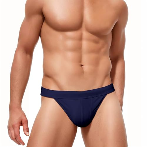 SEAUR Slip da bagno da uomo, corto, aderente, sexy, mini pantaloni da nuoto, ad asciugatura rapida, classico, per sport acquatici, spiaggia, piscina, EU S-XL = (Asie M-XXL), Blu scuro, L
