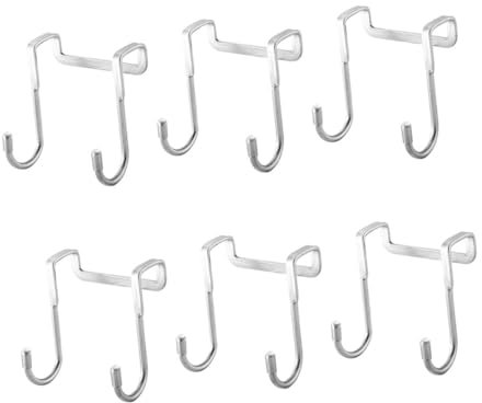 ULTECHNOVO 6pcs Stainless Steel Door Hanging Hooks Easy Install Non-Punch Hangers for Coats and Hats Shaped Design for Home and Bedroom Use