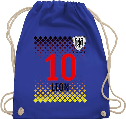 Turnbeutel Rucksack - 2026 Fussball WM Fanartikel - Deutschland Fußball Trikot | Germany-Style mit personalisiertem Namen und Nummer - Unisize - Royalblau - name em 2024 germany fußball.