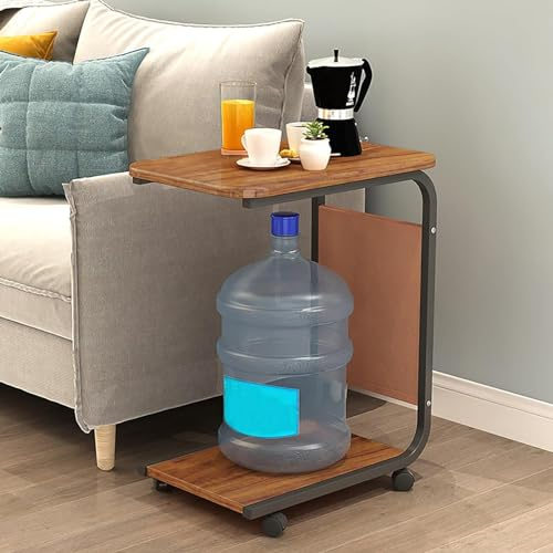 Beistelltisch, Sofa-Couchtisch, Beistelltisch, Sofatisch mit Rollen und Aufbewahrungstaschen, Beistelltisch zum Unterschieben der Couch, Bett, kleine Räume, Wohnzimmer, Schlafzimmer (Farbe: