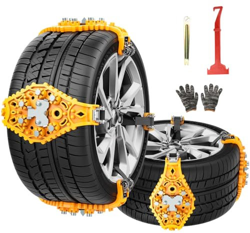 Oziral Schneeketten 8 Stück Universal-Schneeketten Anti Rutsch Einstellbare Ketten Reifen Rad für Auto, LKW, SUV. Fahrbahn, Schnee Straßen, Auto Sicherheit, Eisschlamm, Klettern, Breite 165-275 mm