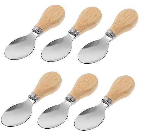 Garneck 6pcs Wooden Handle Spoons Swiss Cheese Spoon Kitchen Tool Multifunctional Butter