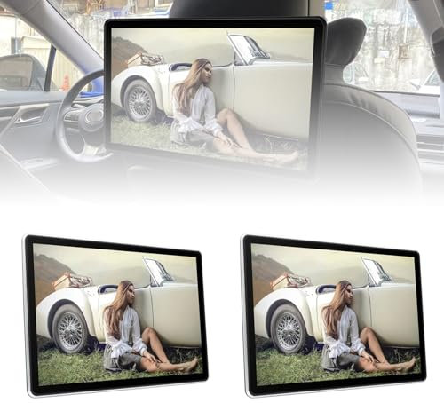 POCDOKYZ 12.2 Inch Headrest TV, Android12 Car Headrest Monitor, RAM: 3GB+ROM: 32GB, 2.5D Touch Screen,WIFI/Bluetooth/HDMI in out/FM/Mirror Link,2PCS