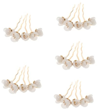 Mikinona 5stücke Frauen Haarschmuck Antike Chinesische Haarspange Mit Perlen Und Blütenblatt-design Für Hochzeiten Cosplay Und Alltag Eleganter Haarstab Für Damen Und Mädchen