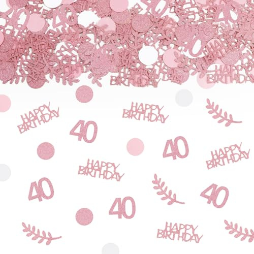TUZELIYA Konfetti 40 Geburtstag Deko Roségold - Tischdeko für Frau und Mann, Streudeko für 40. Jubiläum, Partys