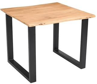 SAM Esstisch Mephisto 90x90 cm Akazie Eiche U-Gestell schwarz | Baumkantentisch massiv, Akazienholz eichefarben, 26 mm Tischplatte, Esszimmertisch, Holztisch