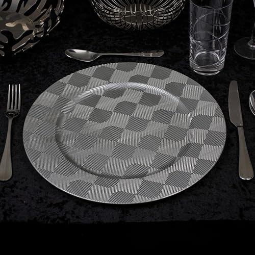 URBNLIVING Lot de 12 assiettes réutilisables de 33 cm de profondeur - Assiettes de table argentées pour Noël, Halloween, fête de mariage, restauration, événement, décoration parfaite pour toutes les