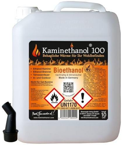 120 L Bioethanol 100% Ethanol 120 Liter Bio Alkohol 10L Kanister Kamin Ausgießer
