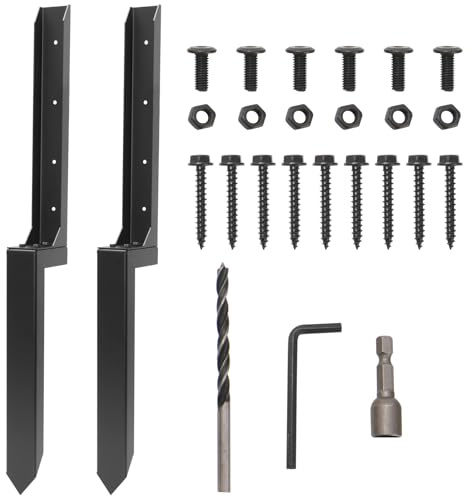 Umelee Fence Post Repair Kit, Heavy Duty Fence Repair Stake, Post Buddy, Fence Post Support, Steel Fence Post Anchor Ground Spike for Repairing Tilted/Broken Wood Fence Posts (2 Packs)