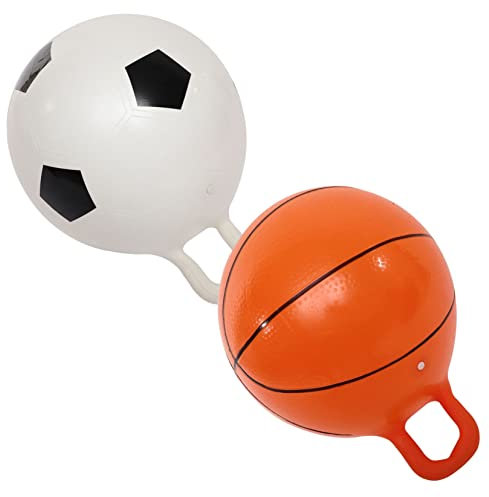 NAMOARLY 2stücke Hüpfball Für Junge Mädchen Aus PVC-Material Bouncy Ball Für Kleinkinder Aufblasbarer Springball in Fußball Und Basketballform Kinderspielzeug Für Innen Und