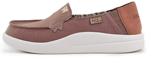Kickback Rizzo Women’s Slip On Canvas & Linen Loafers – Lightweight Casual Shoes - Convertible Kick Down Heel Design for a Relaxed Everyday Summer Shoe