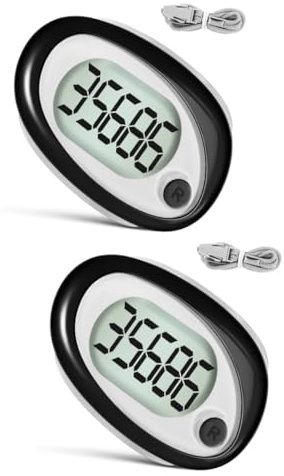 Abaodam 2 Pièces pédomètre podomètre au Poignet pour Marcher Compteur de Pas Portable Compteur de Pas précis Podomètre de randonnée Petits podomètres podomètre Grand écran Plastique Black