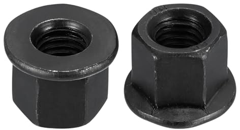 TOP-VIGOR M12 Flange Hex Nuts, 2 Grade 12.9 Carbon Steel Lock Nuts with Black Oxide Finish, Heavy Duty Flange Thread Nut for Machinery and Automotive