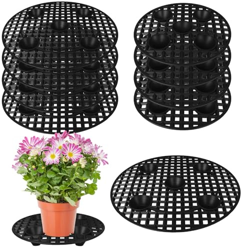 Beautywen 8Pcs Plant Stand Including 4Pcs 12Inch Plant Level Pot Elevator Plant Stand Heavy Duty Plant Stands and 4Pcs 8Inch Black Round Stand-s Saucer Plants Flower Pot Holder Support Rack for Garden