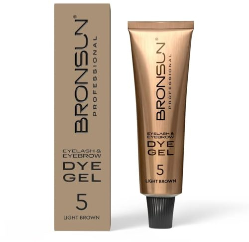 BRONSUN® Tinte en Gel Extra Resistente para Pestañas y Cejas | Efecto Henna | Tiñe la Piel y el Vello hasta 7 Semanas | Fórmula sin Amoníaco | Marrón Claro Nº5 – 15 ml