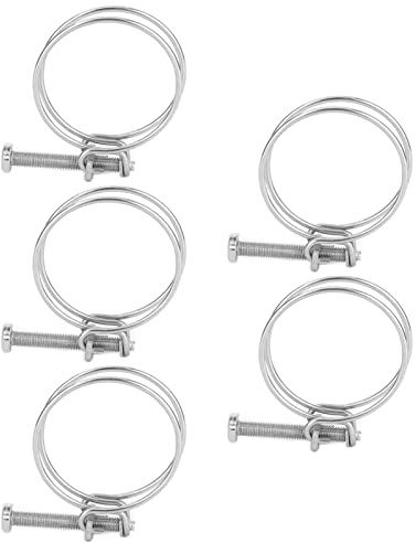 Marhynchus Adjustable Pipe Diameter Stainless Steel Double Wire Hose Clamp, 5PCS Galvanizing Tube Clamp/Holder, Enhanced for Industrial and Household Use (50-60mm)