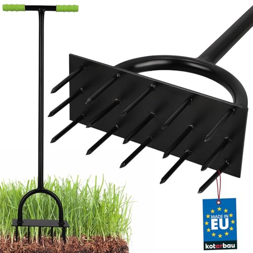 KOTARBAU® Rasenbelüftung - 25x10 cm - Rasenlüfter - aus Stahl - Handlüfter für Rasenböden - Rasen Belüften - Aerifiziergabel - Rasenspecht - Aerifizierer für Rasen - Rasen Spiker