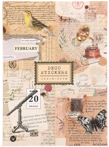 HORIALENCE Adesivi Vintage per Scrapbooking e Journaling Decorativo, Sticker Pacco per Planner Decorazioni Artigianali, per Album Fotografici, Adesivi Estetici Fai da Te