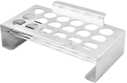 Parrilla de pimienta de 18 agujeros de acero inoxidable para asar jalapeños, parrilla y cocina para lavavajillas (plata, 24 x 12 x 7,5 cm)