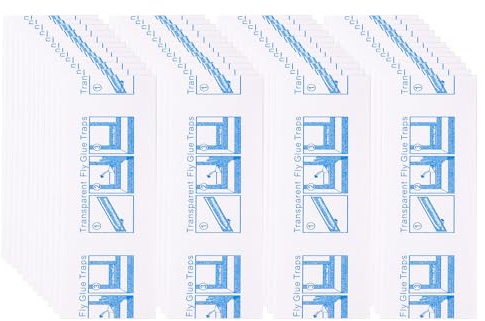 48 Pièces Piège Mouche Fenêtre Autocollant pour Intérieur Pièges Collants Papier à Mouche Bandes Adhésives Transparent pour Extérieur Intérieur Maison École Restaurant Cantine